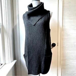 Brochu Walker Cashmere-Wool Long Knit Vest Charcoal